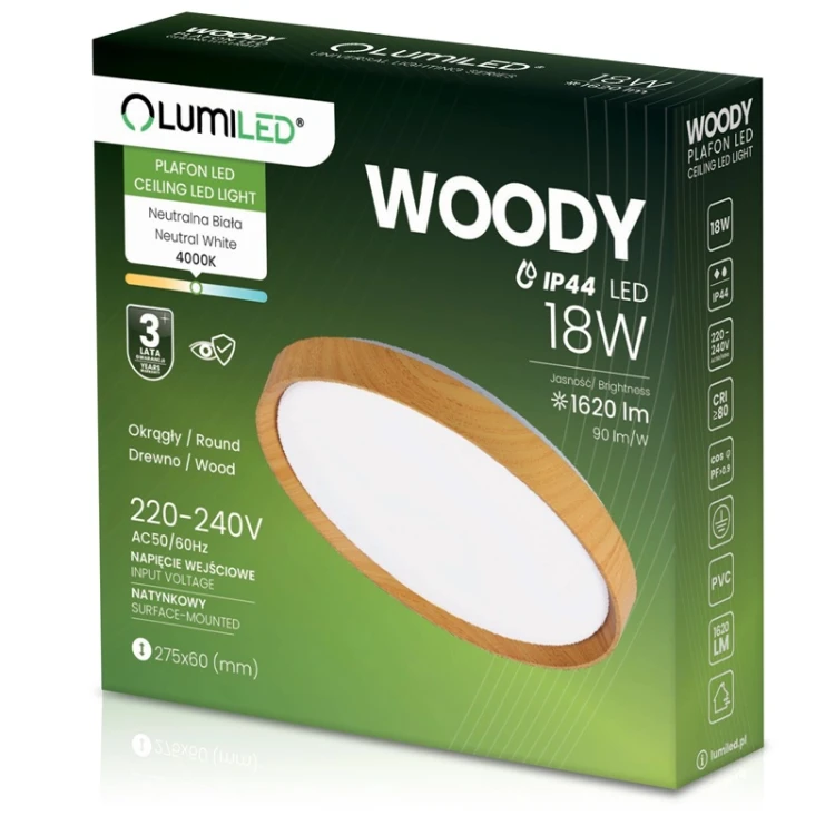 opakowanie panelu LED 18W natynkowy okrągły 4000K IP44 27cm