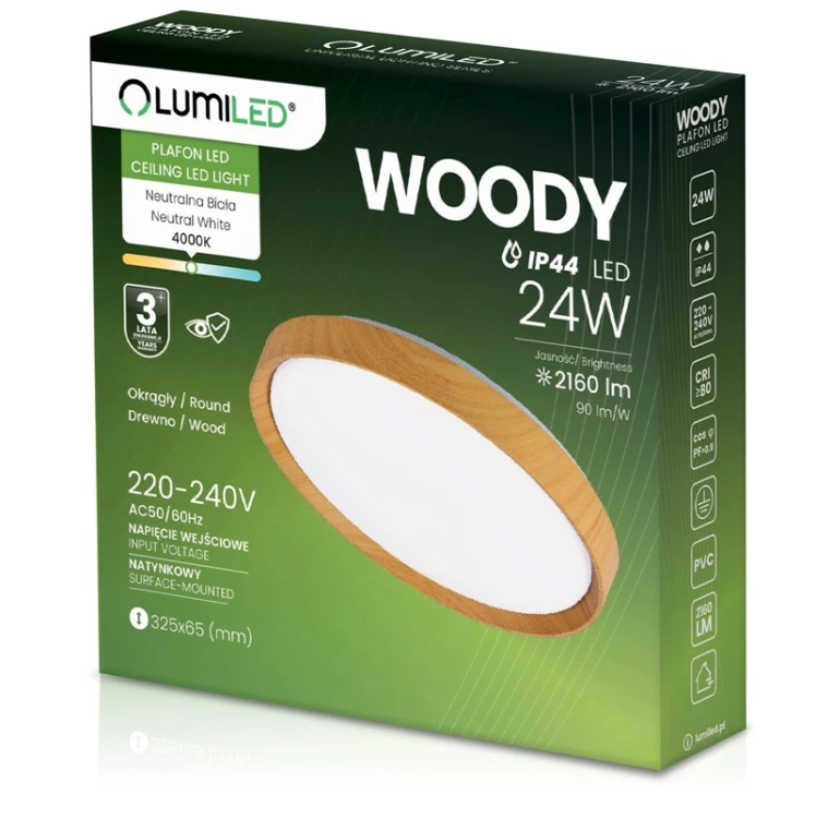opakowanie wymiary panelu LED 24W natynkowego okrągłego 4000K IP44 32cm3