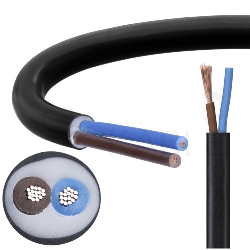 Kabel mieszkaniowy OMY / H03VV-F 2x0,5mm2 czarny 300/300V giętki linka