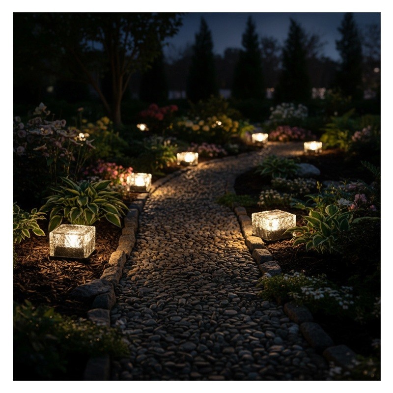 Lampka Solarna Ogrodowa LED LOA 2700K Zewnętrzna Dekoracyjna Kostka 7cm IP44