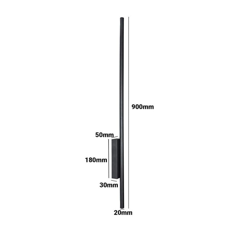 Kinkiet, lampa ogrodowa, elewacyjna LUNA 12W 90 cm IP54 - czarny wymiary