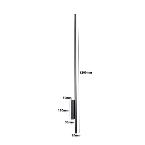Kinkiet, lampa ogrodowa, elewacyjna LUNA 18W 120 cm IP54 - czarny wymiary