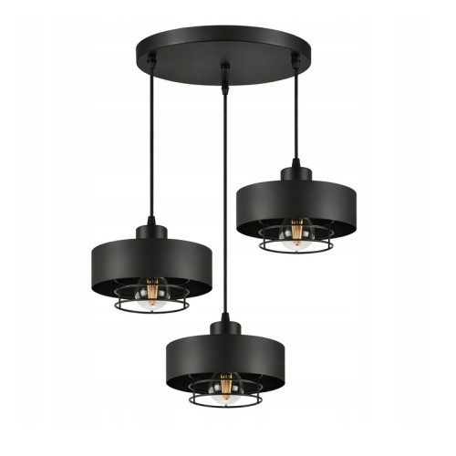 Lampa sufitowa, żyrandol wisząca 3xE27 Sisu czarna