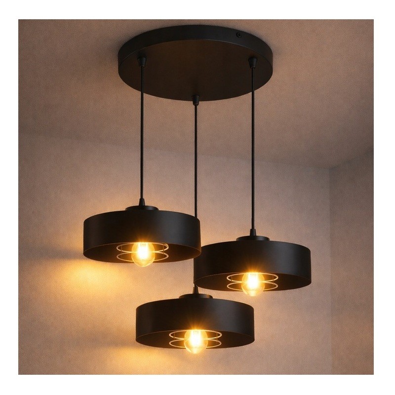 Lampa sufitowa wisząca 3xE27 Sisu czarna