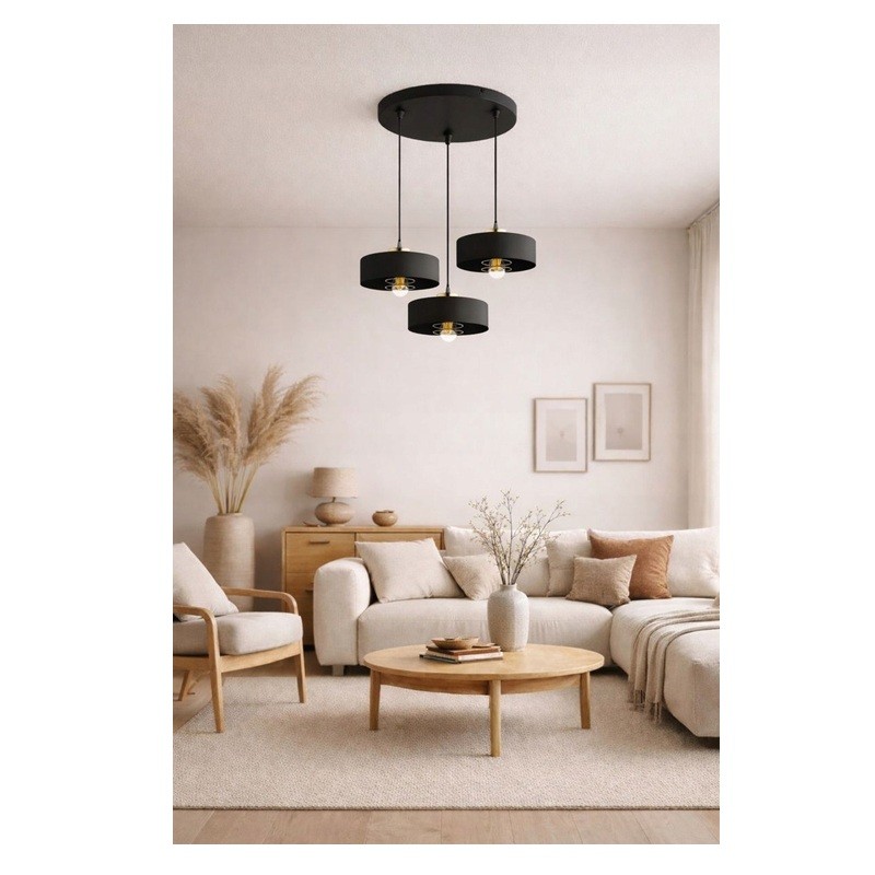 Żyrandol wiszący 3xE27 Sisu czarny