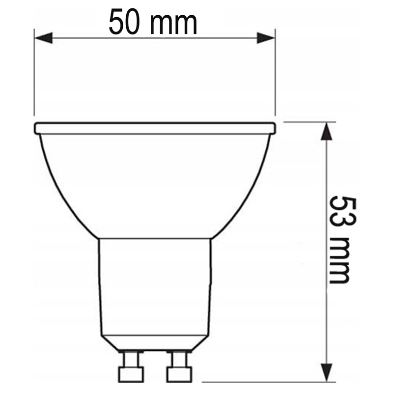 wymiary żarówki GU10 6W czarnej