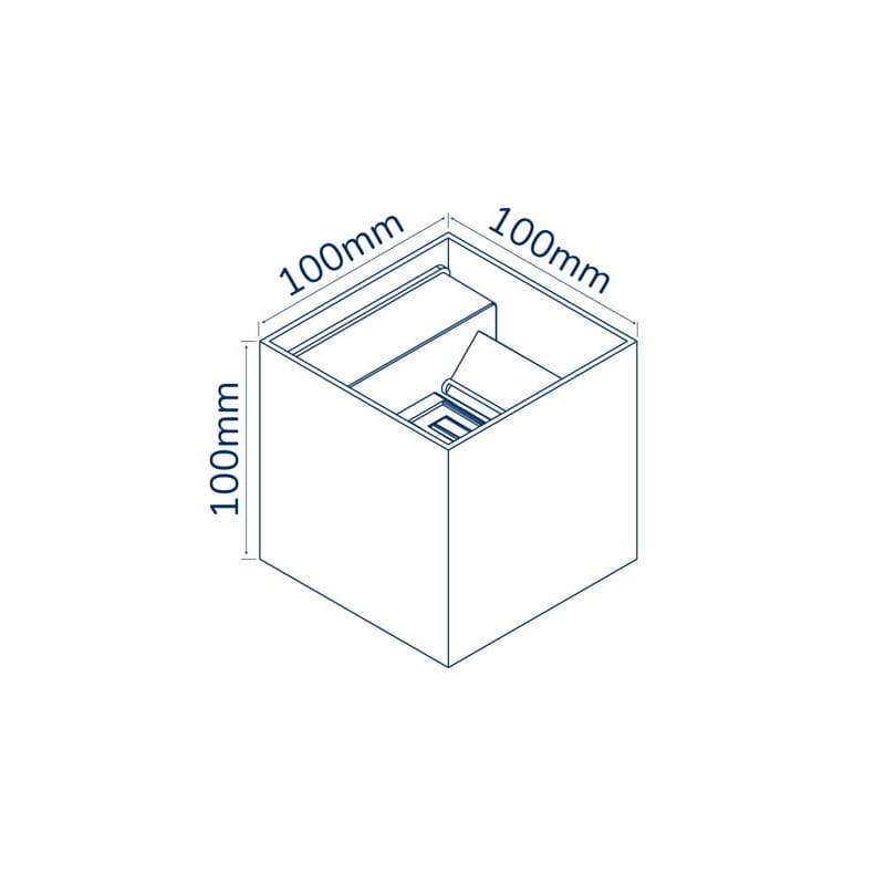 Kinkiet zewnętrzny LED 2x3W 4000K IP54 LEDOM czarny CUBE wymiary