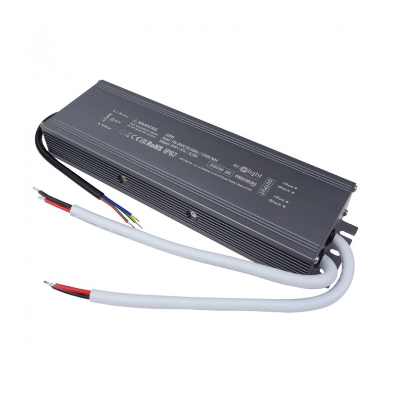 Zasilacz LED 200W 24V 8,33A hermetyczny IP67 Premium
