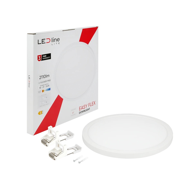 Plafon LED line LITE Downlight EASY FLEX 3CCT(3K/4K/5K) 18/21/24W 2000lm okrągły IP20 biały