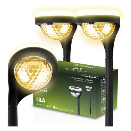 Lampa ogrodowa solarna 48,5cm LILA wbijana słupek biała ciepła - 2 szt.