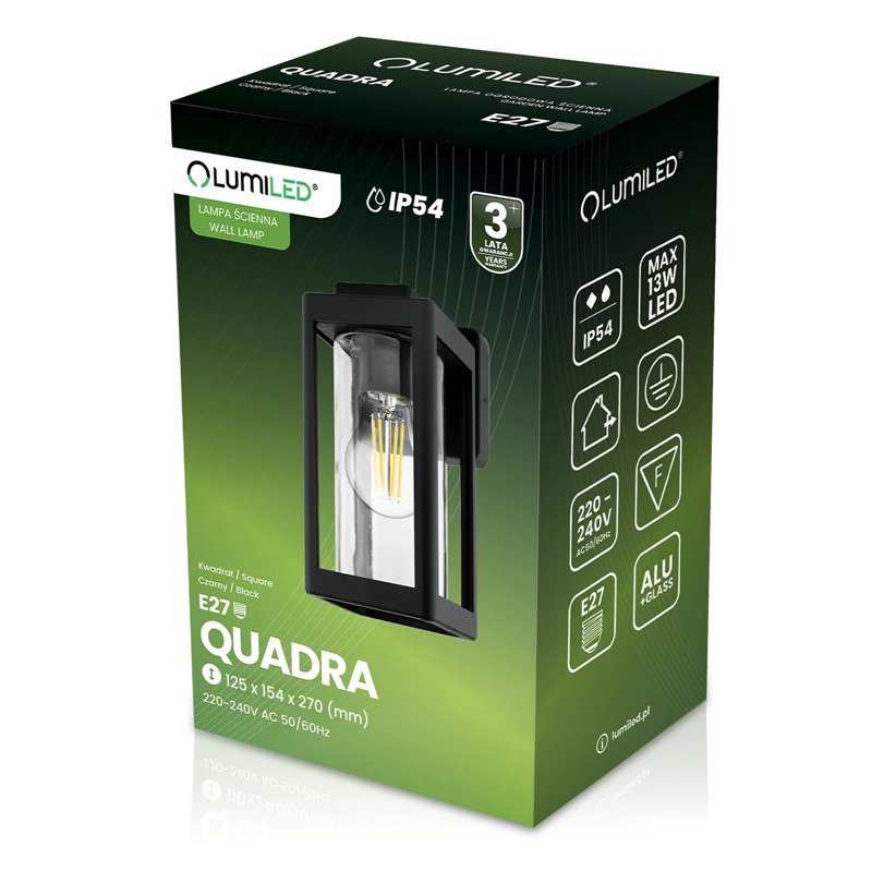 Kinkiet elewacyjny LED QUADRA 27cm IP54