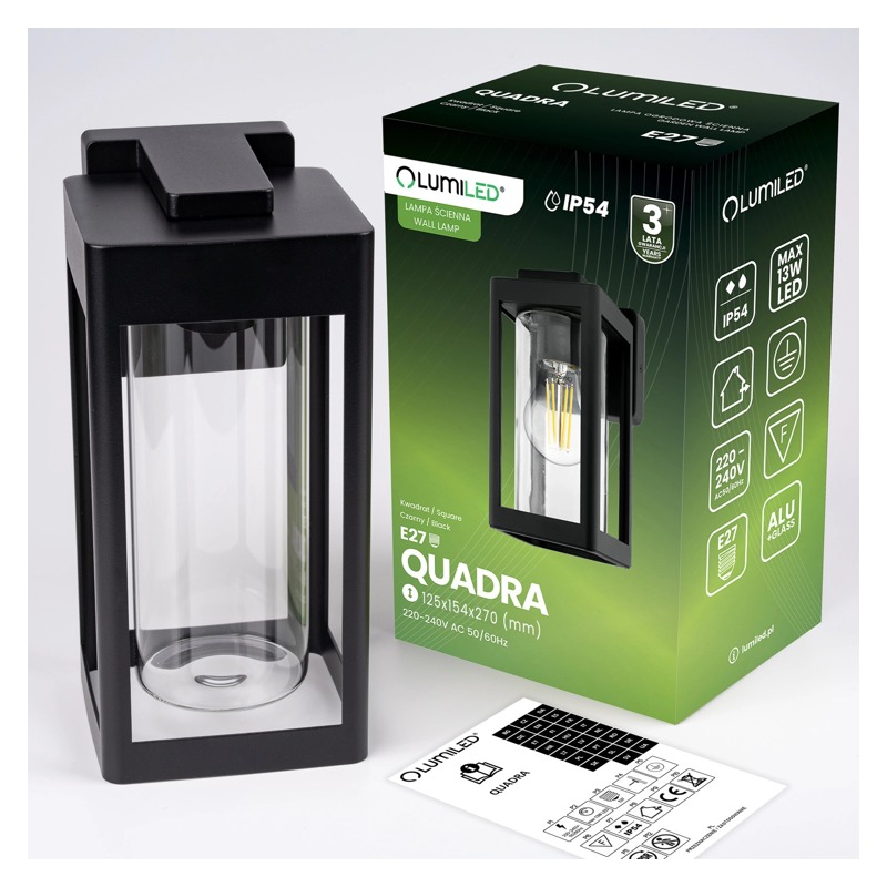 Lampa ogrodowa ścienna LED QUADRA