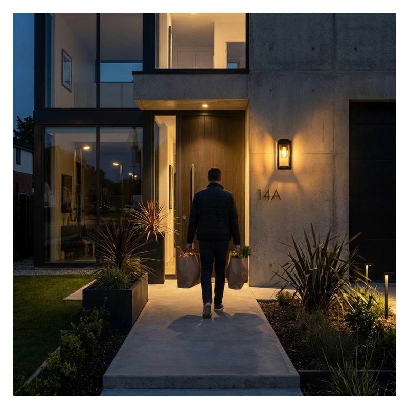 Kinkiet zewnętrzny LED E27 27cm QUADRA sensor ruchu