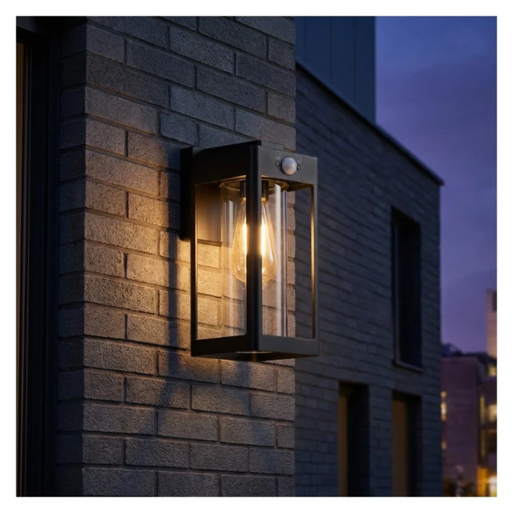 Lampa zewnętrzna QUADRA 27cm IP54 czujnik ruchu