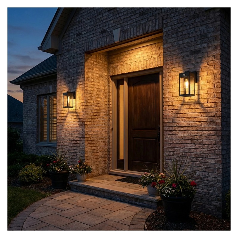 Kinkiet LED QUADRA E27 z czujnikiem ruchu i zmierzchu