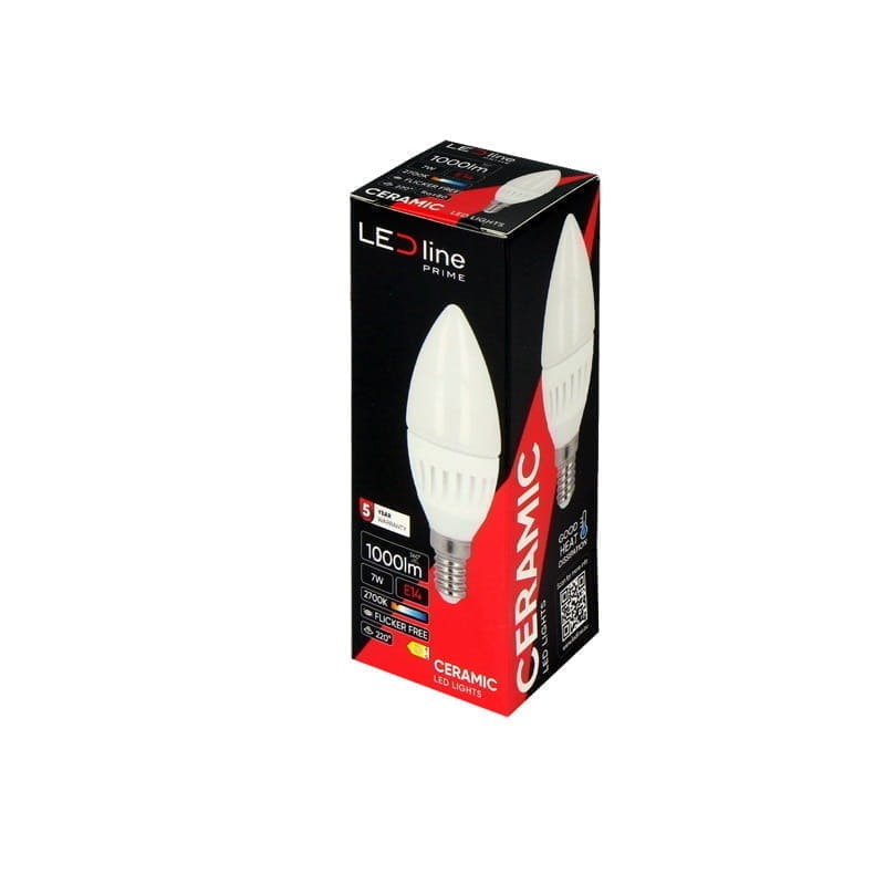 Żarówka LED E14 7W świeczka ciepła 2700K 1000lm opakowanie
