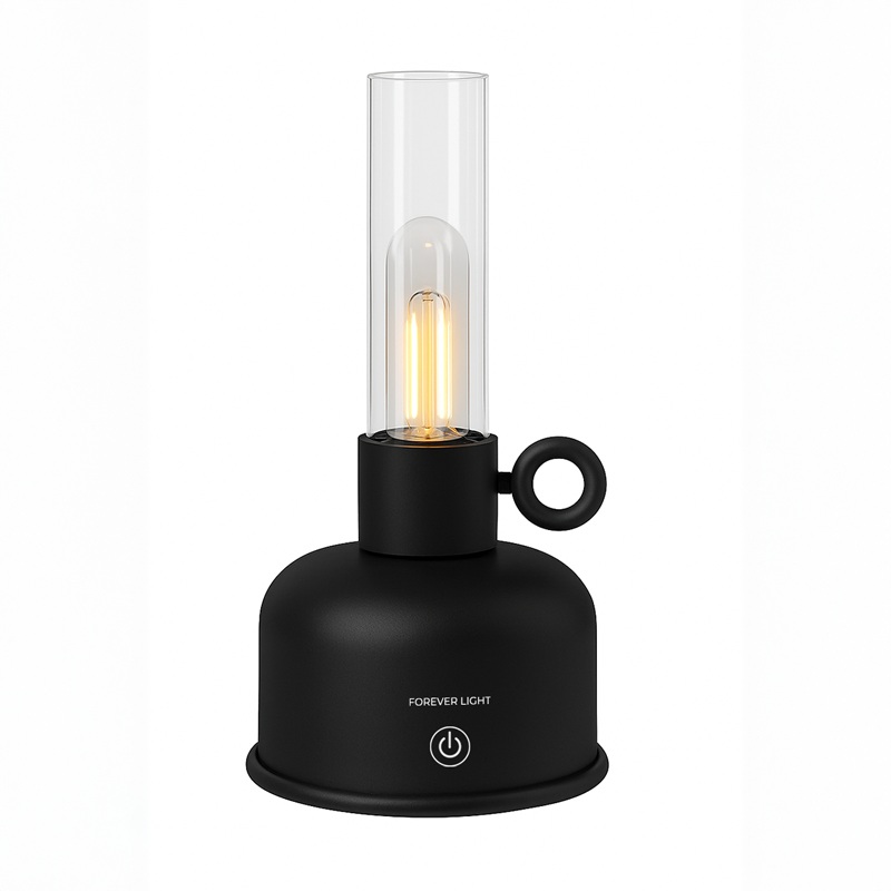 Lampka naftowa LED Vintage FLR-02 czarna aku ładowalna ściemnialna