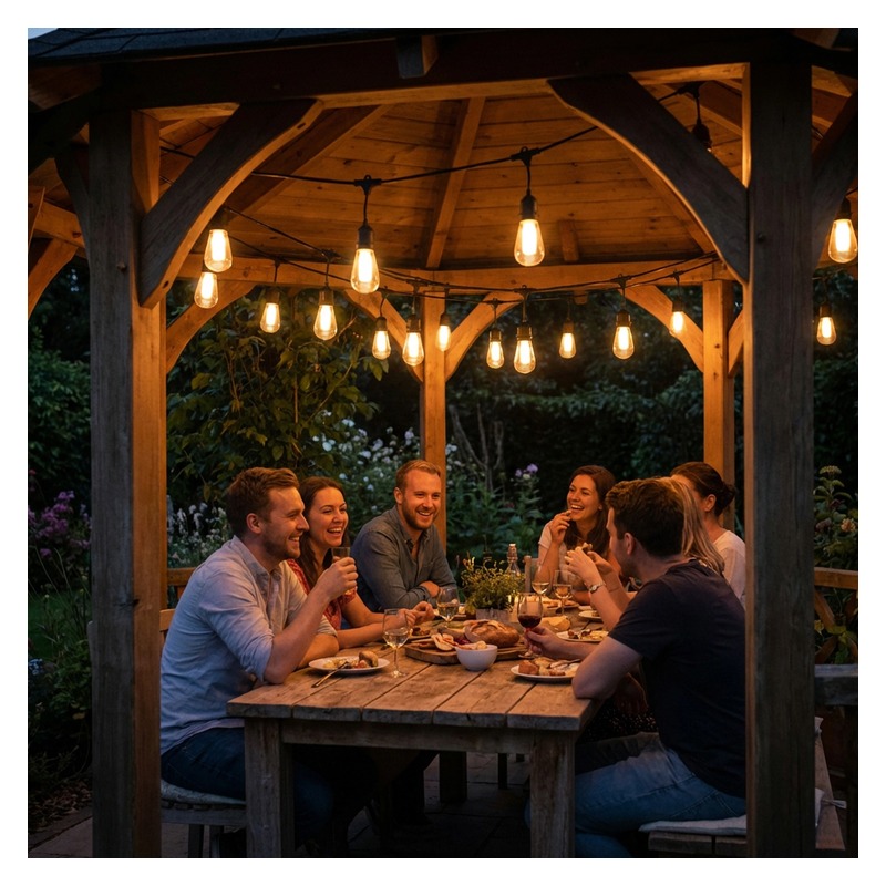 Lampki solarne 15 LED 15m Flame efekt płomienia