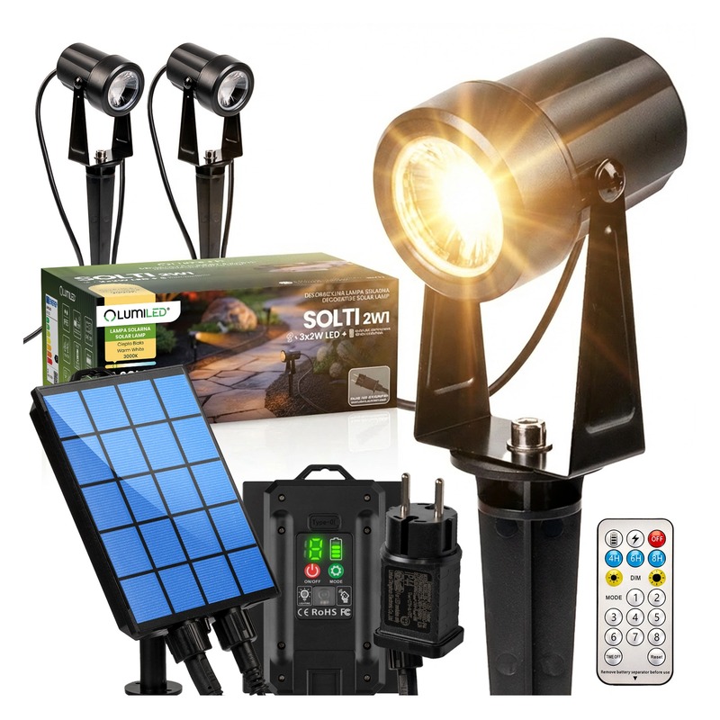 Lampki solarne wbijane 3 LED 3000K 11m Solti pilot