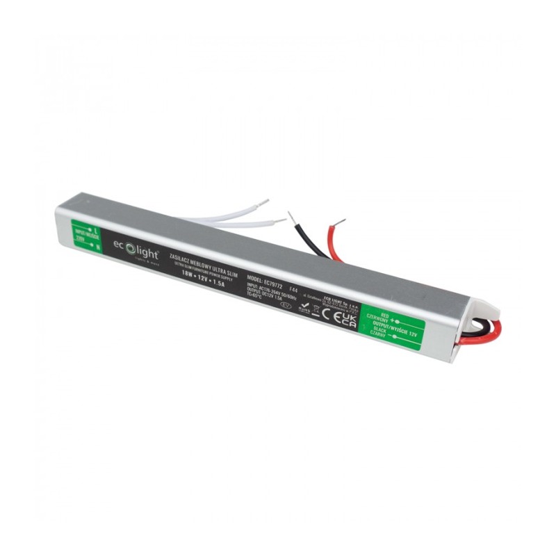 Zasilacz LED 18W 12V 1,5A IP20 slim meblowy