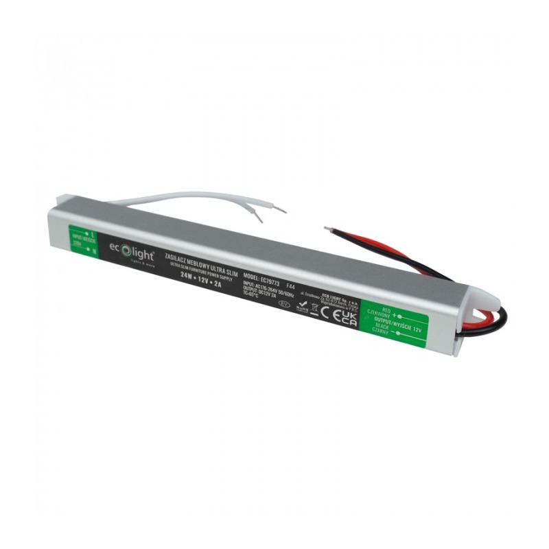 Zasilacz LED 24W 12V 2A IP20 slim meblowy