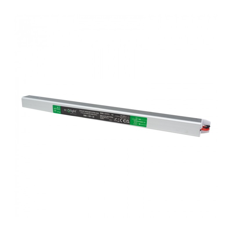 Zasilacz LED 36W 12V 3A IP20 slim meblowy