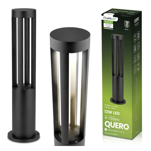 Lampa ogrodowa LED 12W 4000K 60cm QUERO słupek stojąca antracyt