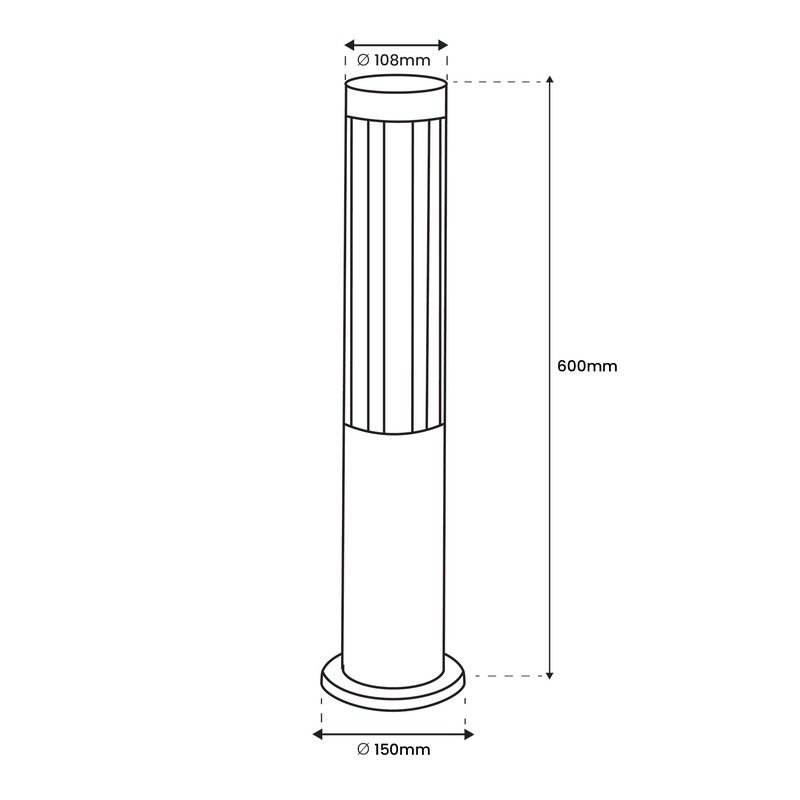 Wymiary lampy ogrodowej QUERO 60cm 12W antracyt