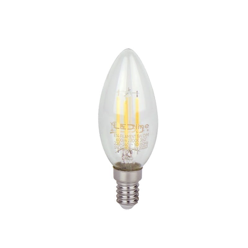Żarówka LED Lite E14 5W świeczka C35 ciepła 2700K 600lm Filament ściemnialna