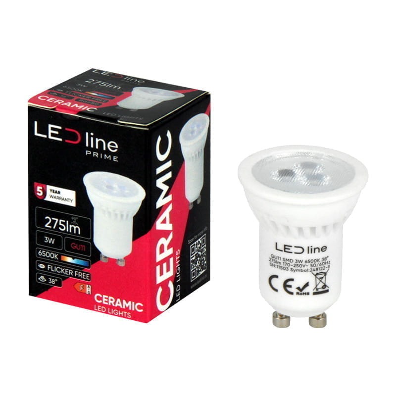 Żarówka LED GU11 3W 38° reflektor zimna 6500K 330lm