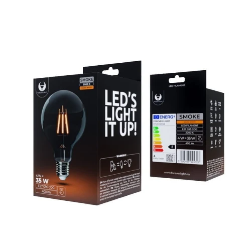 Żarówka LED E27 4W Filament G95 2000K dymiona