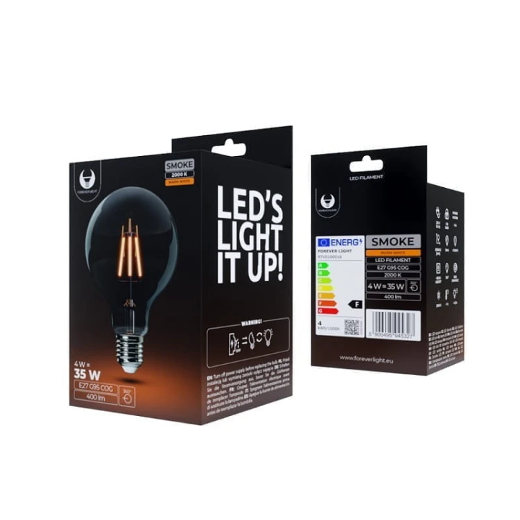 pudełko Żarówka LED E27 4W Filament G95 2000K dymiona