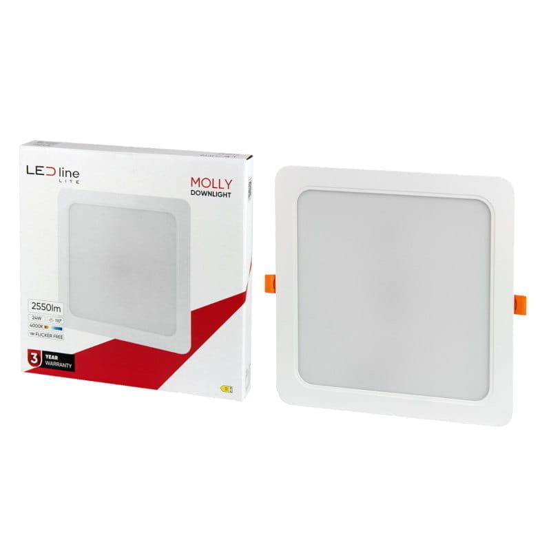 Panel podtynkowy plafon sufitowy kwadratowy 24W 230V biały neutralny