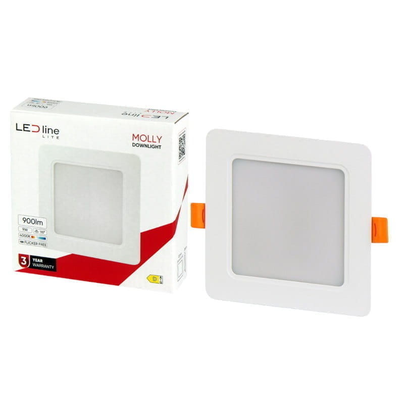 Panel podtynkowy plafon sufitowy kwadratowy 9W 230V biały neutralny