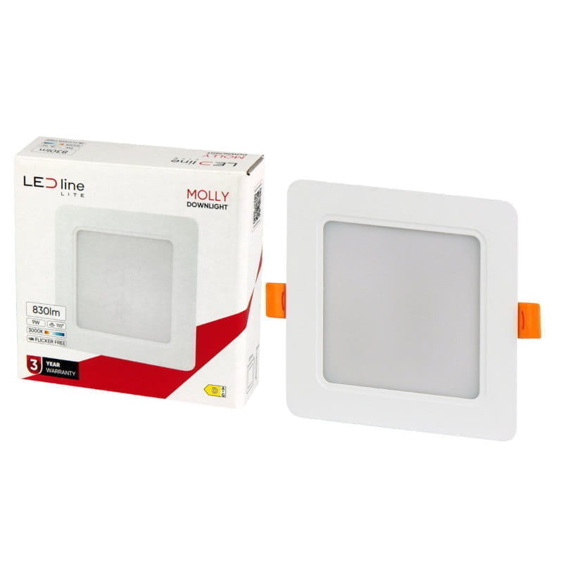 Panel podtynkowy plafon sufitowy kwadratowy 9W 230V biały ciepły