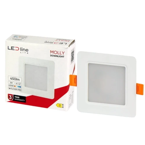 Panel podtynkowy plafon sufitowy kwadratowy 5W 230V biały neutralny