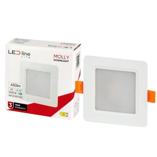 Panel podtynkowy plafon sufitowy kwadratowy 5W 230V biały ciepły 
