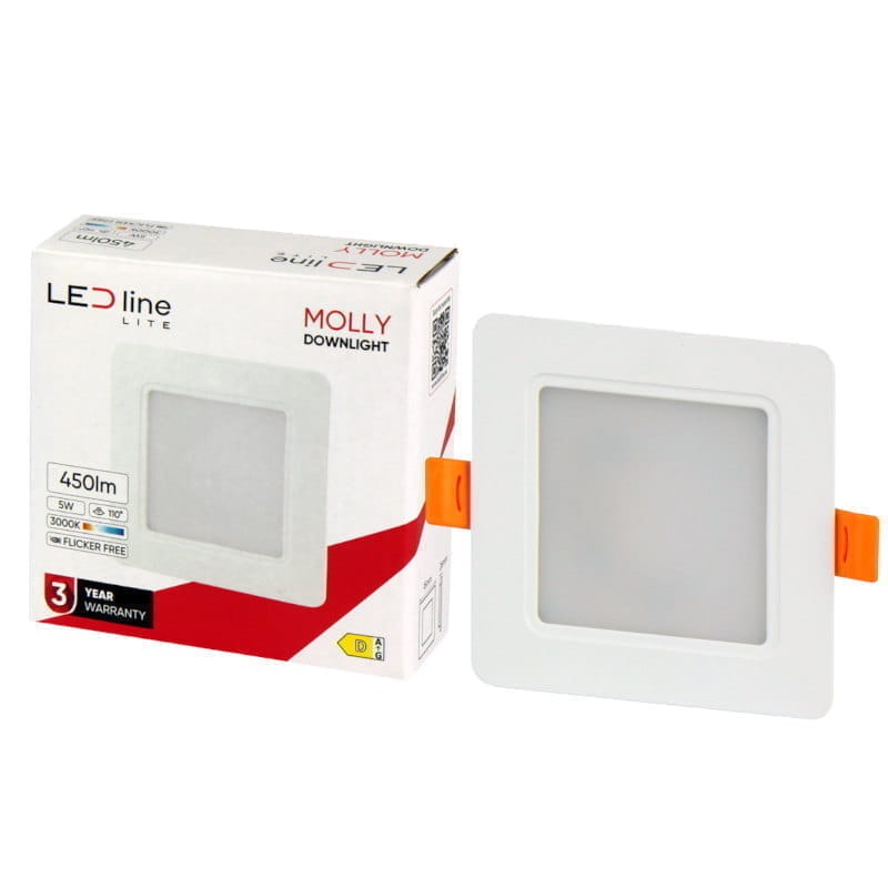 Panel podtynkowy plafon sufitowy kwadratowy 5W 230V biały ciepły