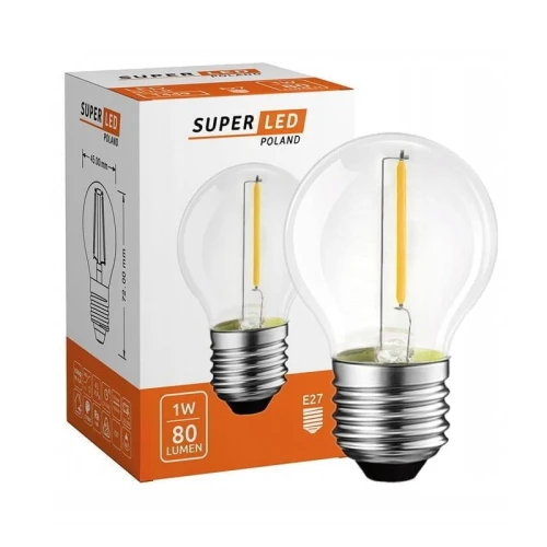 Żarówka LED E27 1W biała neutralna Filament kula