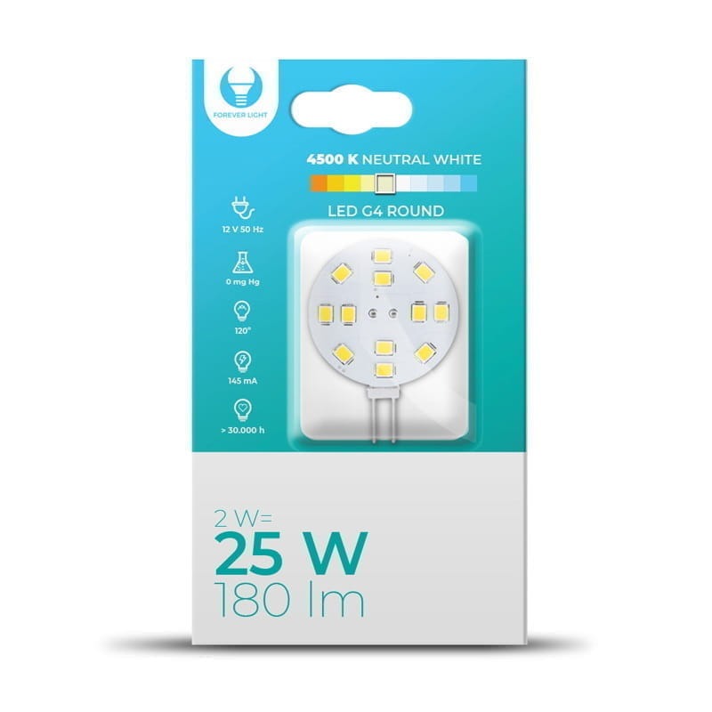 Żarówka LED G4 Round 2W 12V biała neutralna 4500K