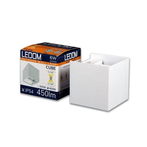 Kinkiet zewnętrzny LED 2x3W 3000K IP54  biały CUBE
