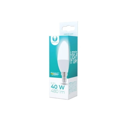 Żarówka LED E14 6W biała neutralna świeczka C37
