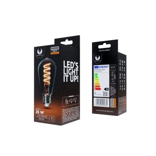 Żarówka LED E27 ST64 Filament 4W 250lm ultra ciepła SF 230V szkło dymione
