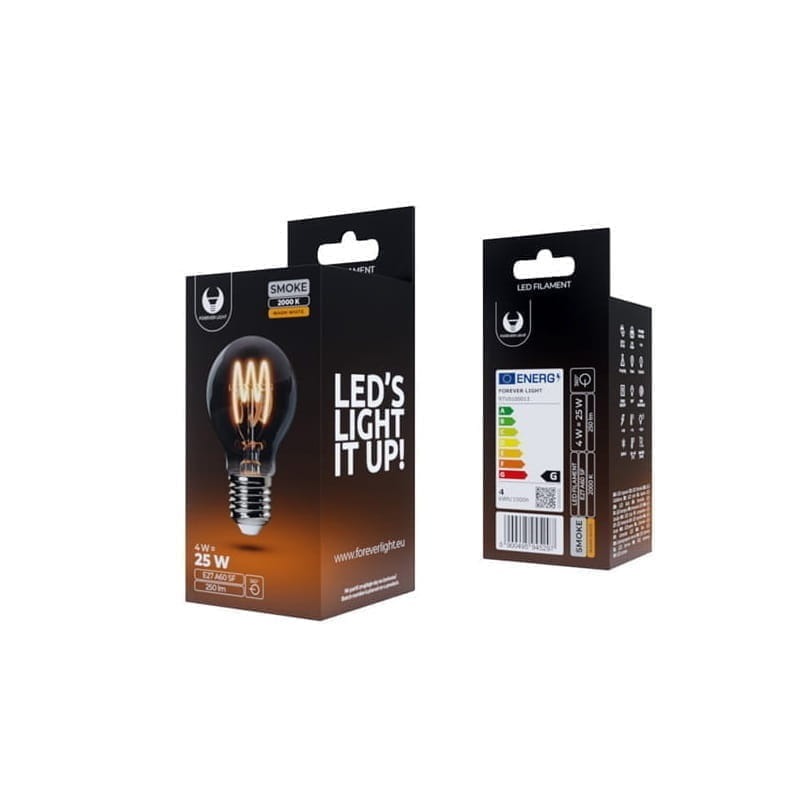 Żarówka LED E27 A60 Filament 4W 250lm ultra ciepła SF 230V szkło dymione