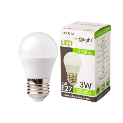 Żarówka LED E27 3W G45 kulka biała ciepła