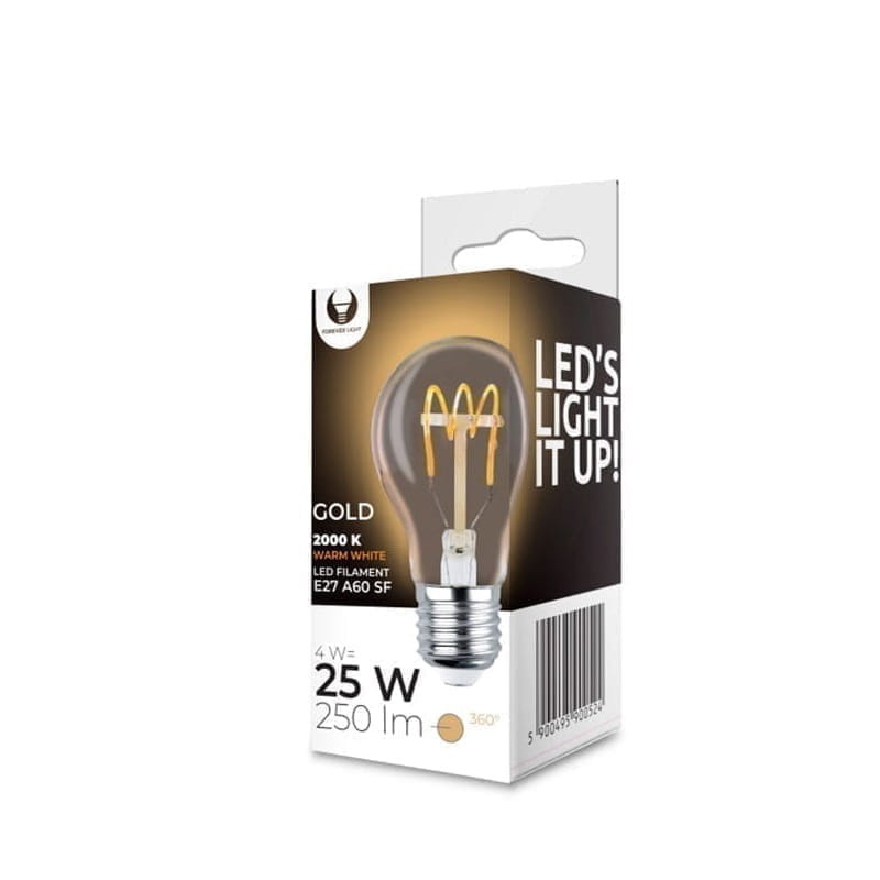 Żarówka LED E27 4W Filament A60 ultra ciepła SF złota opakowanie