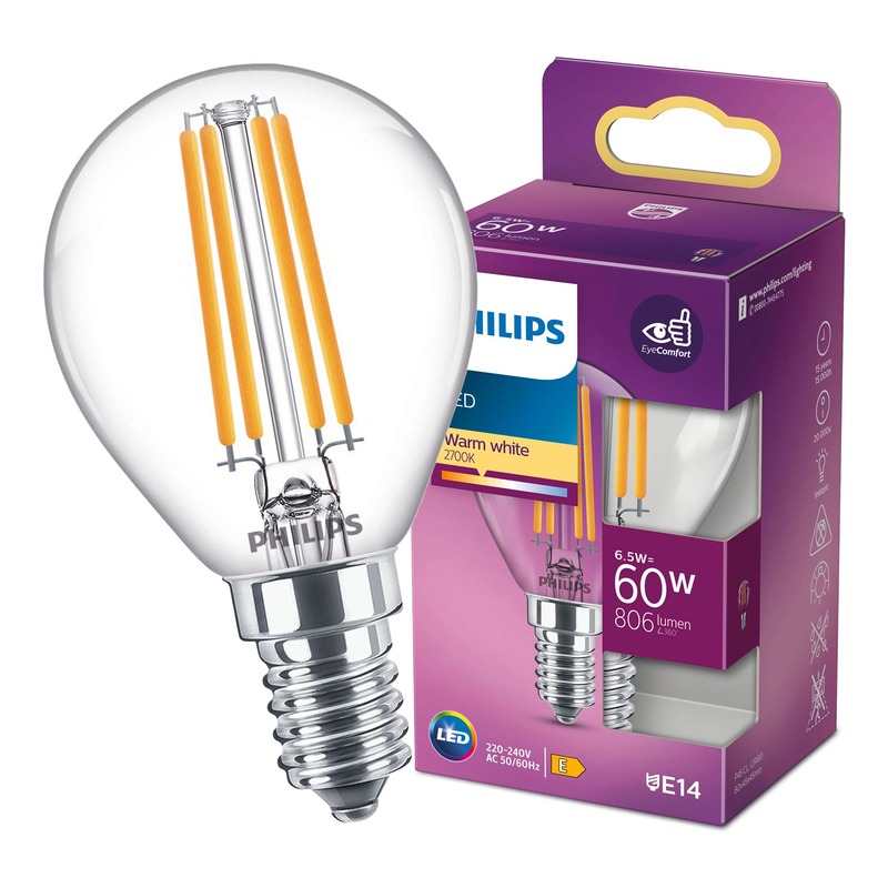 Żarówka LED E14 P45 6,5W Filament biała ciepła