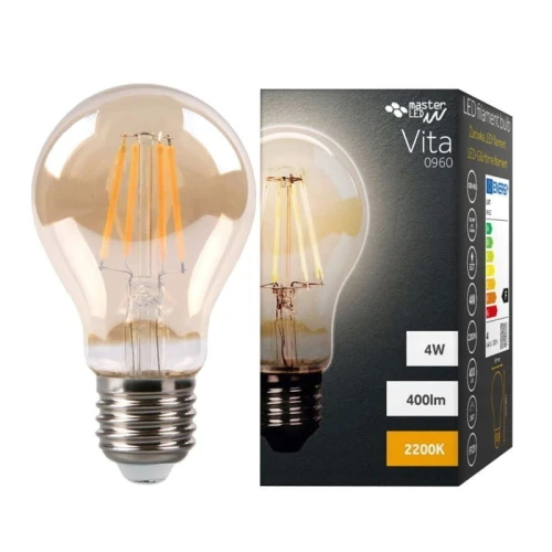 Żarówka LED E27 4W Filament Vita A60 ciepła 2200K Amber