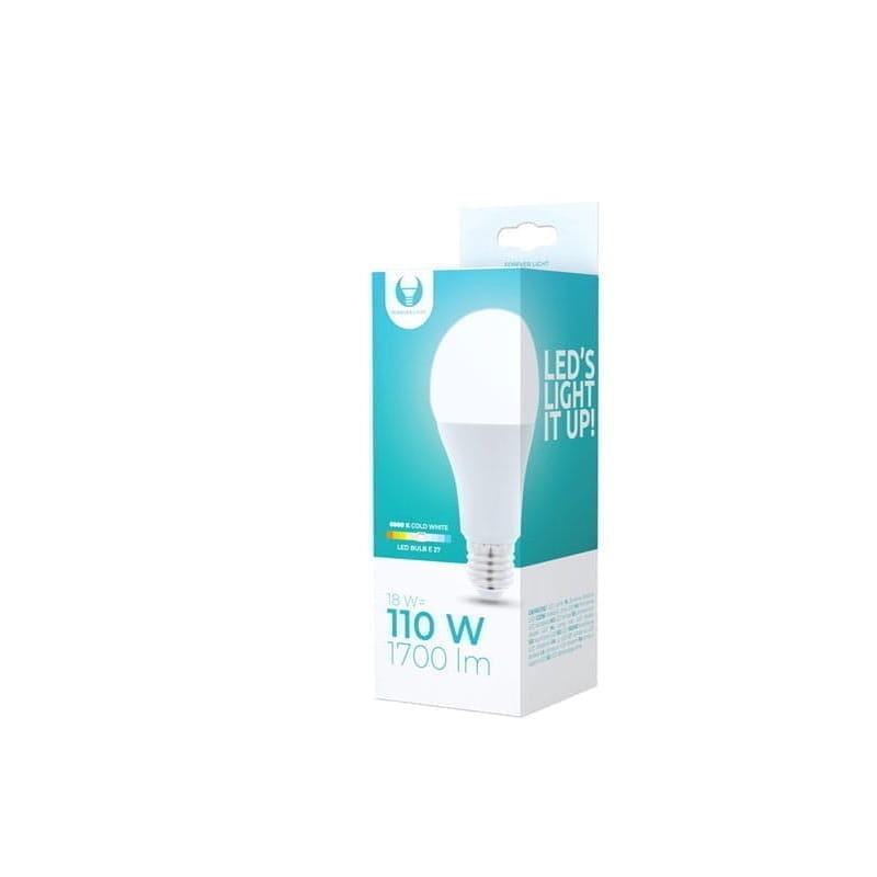 Żarówka LED E27 18W A65 biała zimna opakowanie