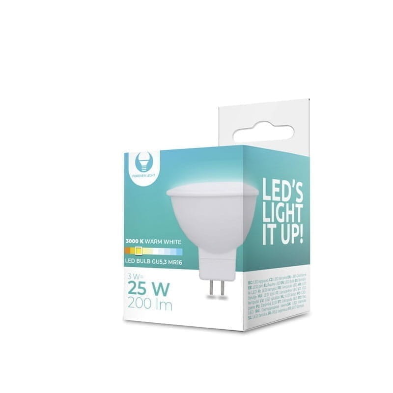 ŻARÓWKA LED MR16 3W 12V biała ciepła opakowanie
